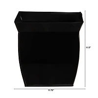 11.5" Black Fluted Metal Square Planter