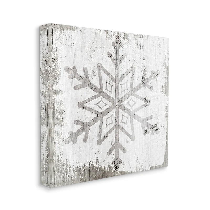 Stupell Industries Rustic Winter Snowflake Shape Canvas Wall Art