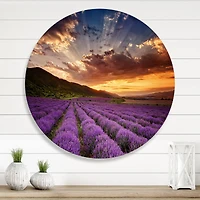 Designart - Sunrise & Dramatic Clouds Over Lavender Field X