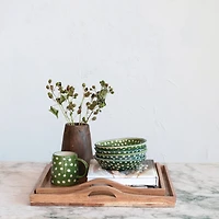 Hello Honey® Natural Square Acacia Wood Handled Stacking Tray Set