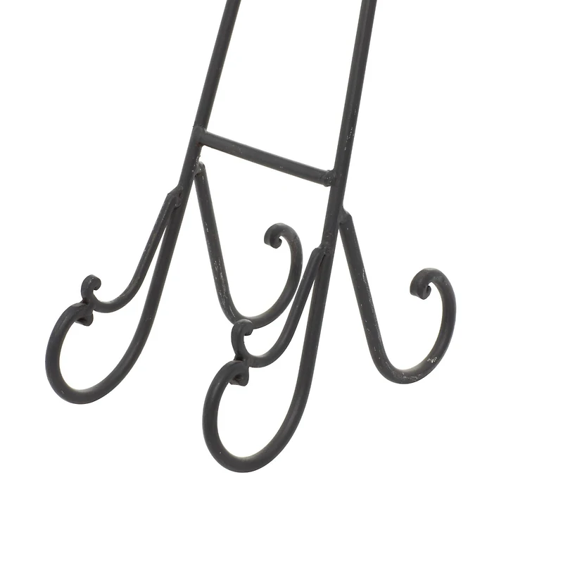 Traditional Scrolling Black Metal Easel, 19" x 6" x 9"