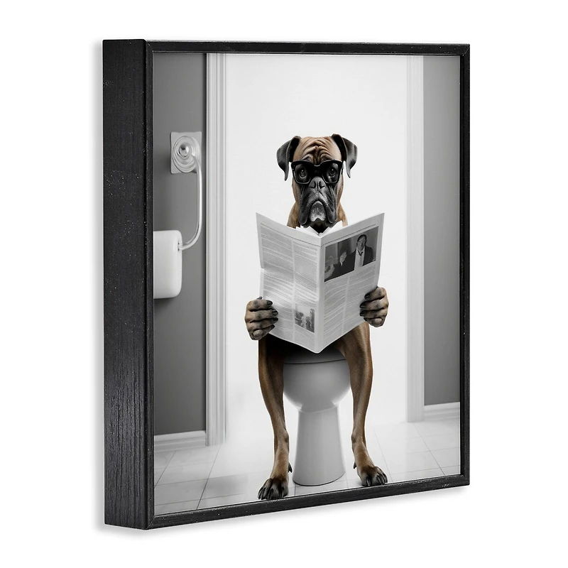 Stupell Industries Boxer Dog & Newspaper Framed Giclee Art