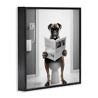 Stupell Industries Boxer Dog & Newspaper Framed Giclee Art