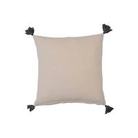Hello Honey® 18" Gray & Gold Leaf Pattern Cotton Pillow with Tassels