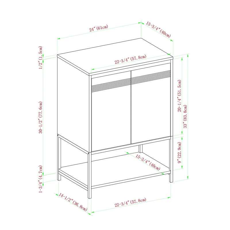 Walker Edison English Oak/White 2 Door Accent Cabinet