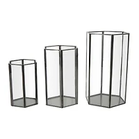 CosmoLiving by Cosmopolitan Clear Hexagon Metal Candle Lantern Set
