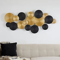 CosmoLiving by Cosmopolitan Gold Metal Overlapping Textured Spiral Plate Wall Decor with Black Accents 60" x 3" x 26"