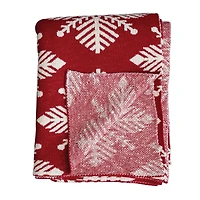 Hello Honey® Red & White Snowflake Two-Sided Cotton Knit Slub Throw