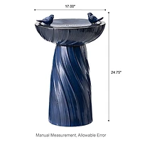 Glitzhome® 24.75" LED Cobalt Blue Twist Ceramic Birdbath Outdoor Floor Fountain