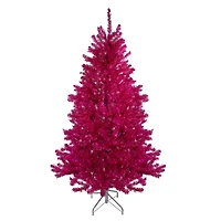 7ft. Unlit Dark Pink Metallic Tinsel Artificial Christmas Tree