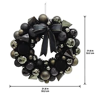 21" Black, Silver & Gold Ornament Wreath with Bow by Ashland®