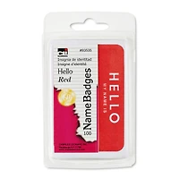 Charles Leonard Red Hello Self-Adhesive Name Badges, 12 Packs of 100