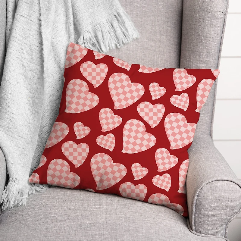 Buffalo Check Valentine's Day Heart Throw Pillow