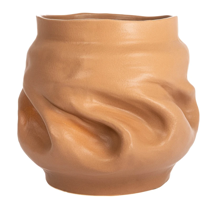 Hello Honey® 10" Brown Organically Shaped Stoneware Pinched Planter