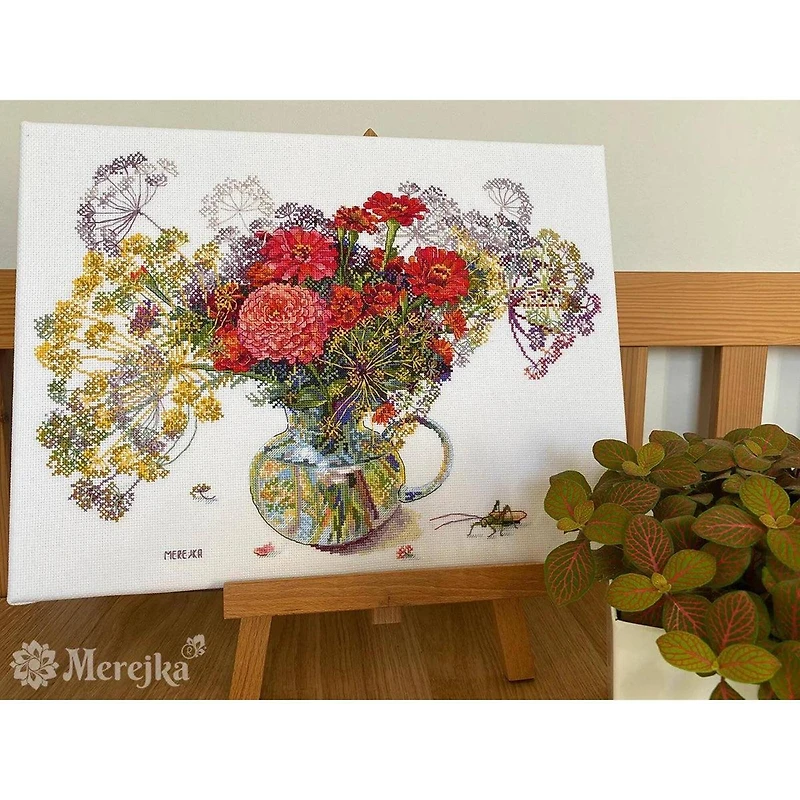 Merejka Zinnia & Dill Counted Cross Stitch Kit