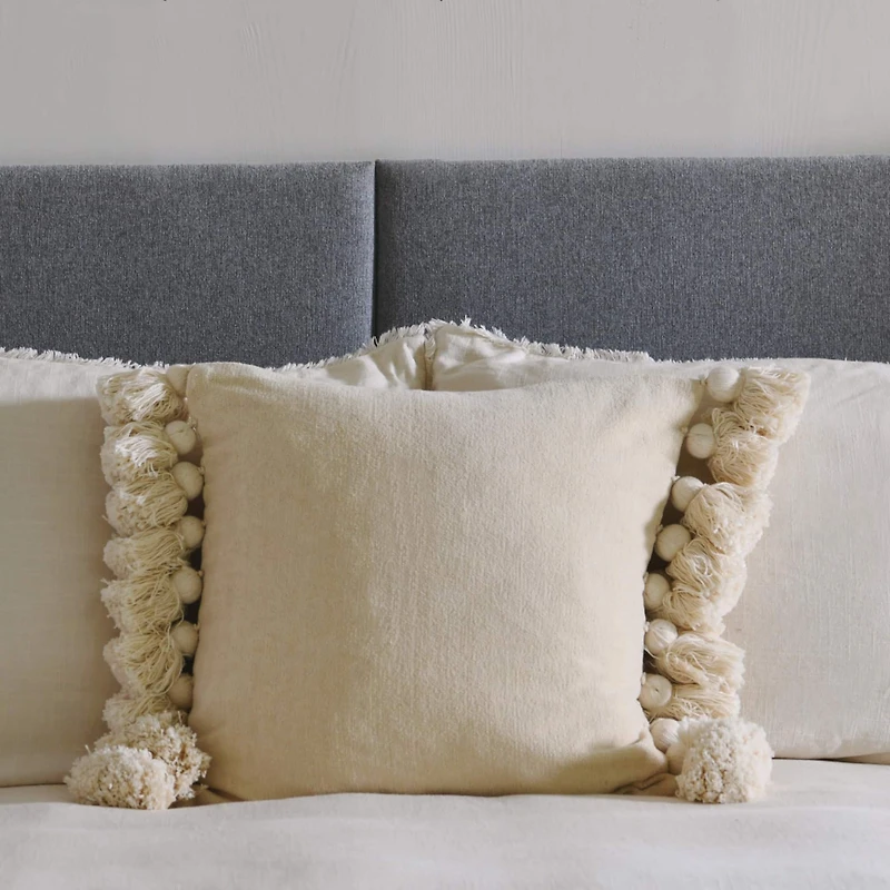 Hello Honey® Cream Chenille Throw Pillow with Tassels