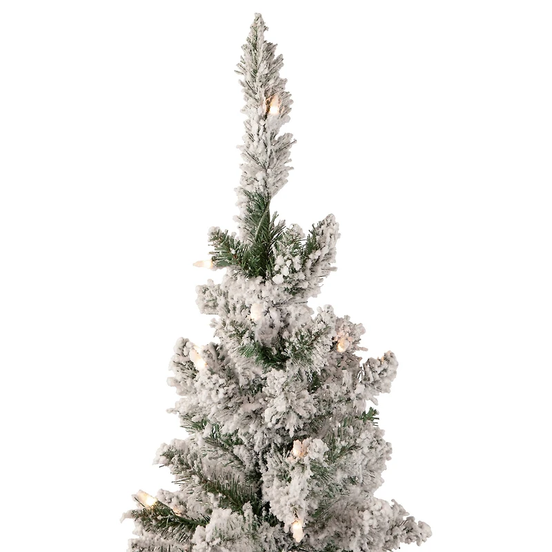 4ft. Pre-Lit Flocked Pine Slim Artificial Christmas Tree, Clear Lights