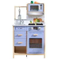 KidKraft Cheerful Chef Blue Wooden Play Kitchen with 5 Accessories