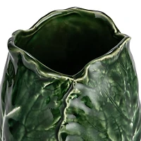 Hello Honey® 8.25" Green Hand Painted Embossed Stoneware Cabbage Vase