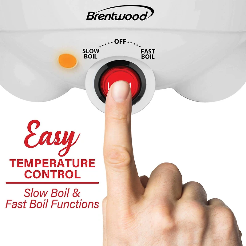 Brentwood White 1.1qt. 400 Watt Stainless Steel Electric Hot Pot Cooker & Food Steamer