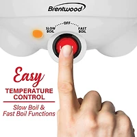 Brentwood White 1.1qt. 400 Watt Stainless Steel Electric Hot Pot Cooker & Food Steamer