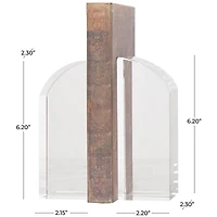 6" Clear Crystal Geometric Arched Bookends Set