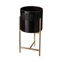 Glitzhome® Black & Gold Modern Glossy Metal Plant Stand, 3ct.