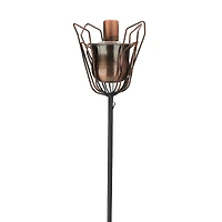 30" Brushed Copper Flower Oil Lamp Patio Torch