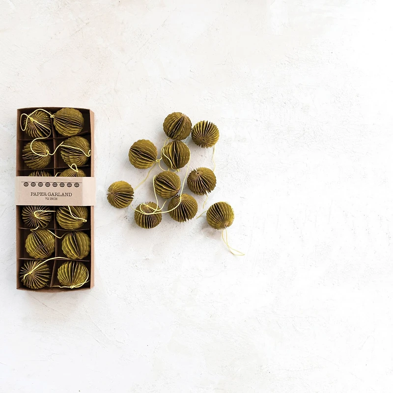 Hello Honey® 6ft. Handmade Recycled Paper Honeycomb Ball with Gold Glitter Garland