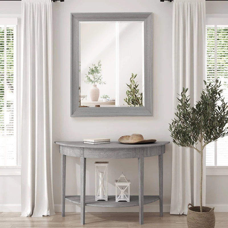 Head West Grey Wood Framed Beveled Accent Vanity Mirror