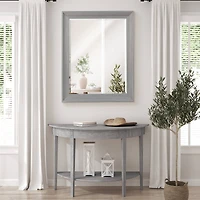 Head West Grey Wood Framed Beveled Accent Vanity Mirror