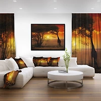 Designart - Typical African Sunset with Giraffe