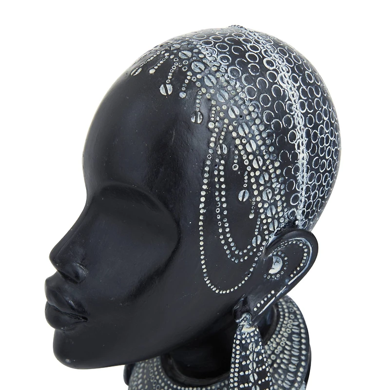 Set of 2 Black Polystone Eclectic Sculptures, 11" x 5" x 8"