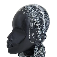 Set of 2 Black Polystone Eclectic Sculptures, 11" x 5" x 8"