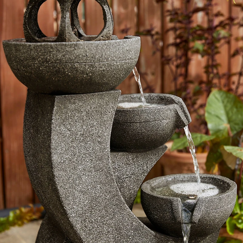 Glitzhome® 32" 4-Tier LED Pagoda Outdoor Fountain