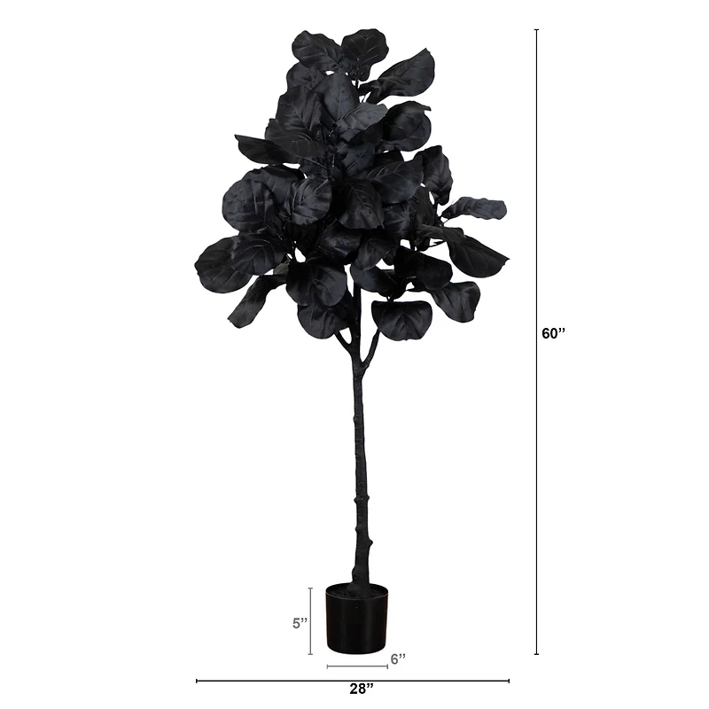 5ft. Artificial Halloween Black Fiddle Leaf Tree