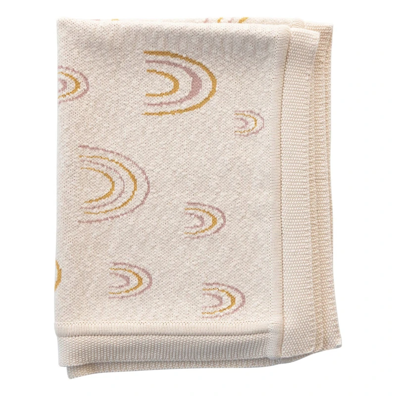 Hello Honey® Cream Cotton Knit Baby Blanket with Rainbows