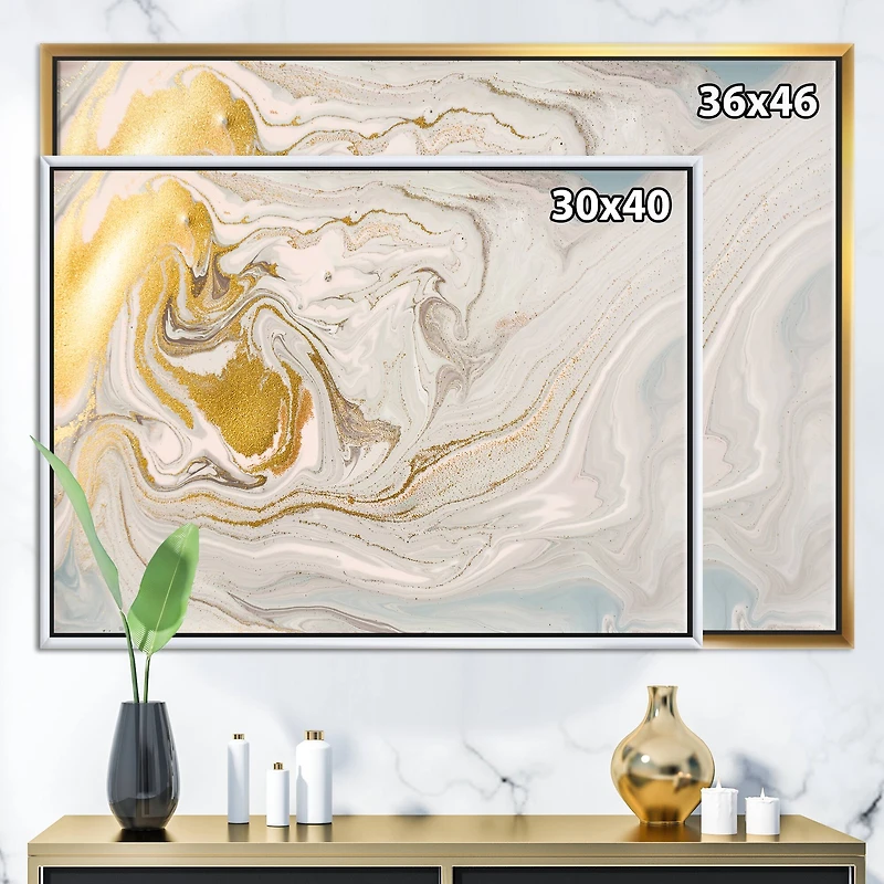Designart - Pastel and Gold Glitter Marble