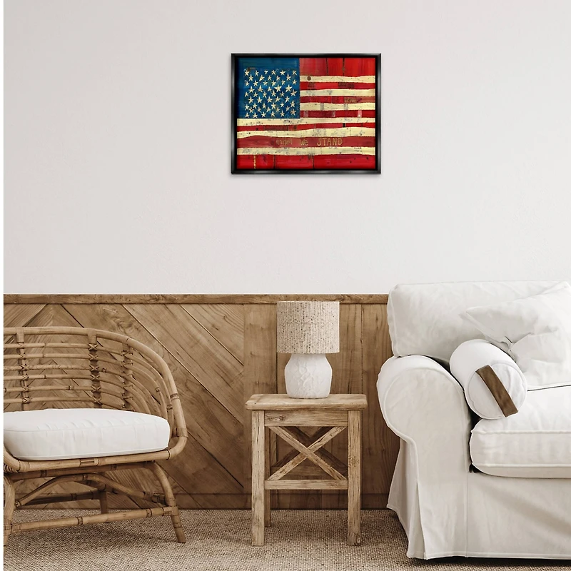 Stupell Industries United We Stand Independence Day Festive American Flag Floater Framed Art