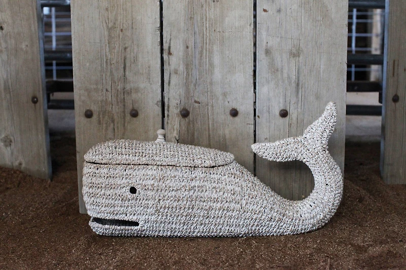 Hello Honey® 24" Bankuan Rope Whale Box with Lid