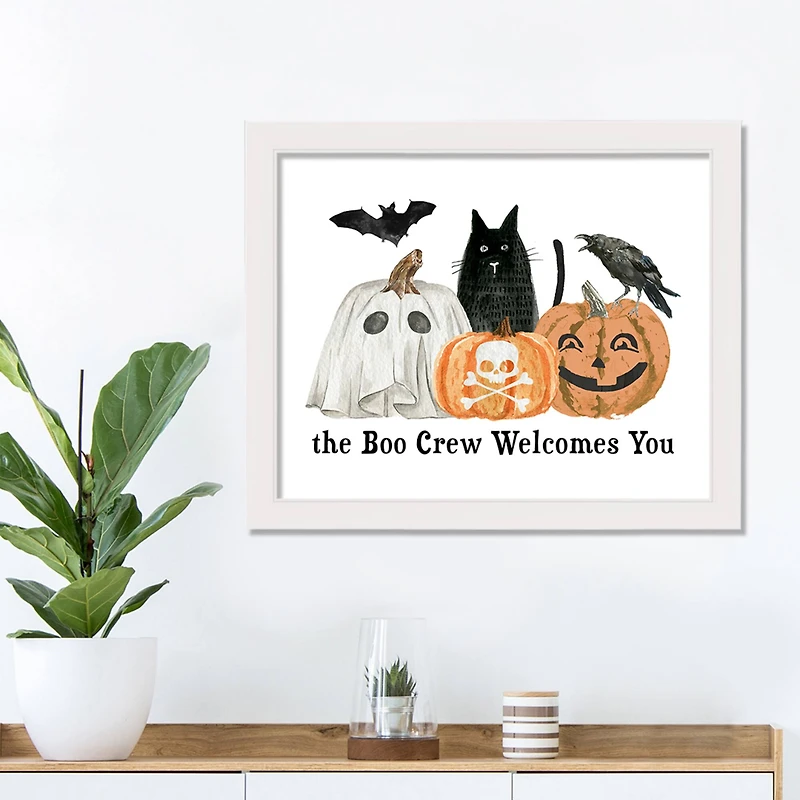 The Boo Crew Welcomes You White Framed Print Wall Art