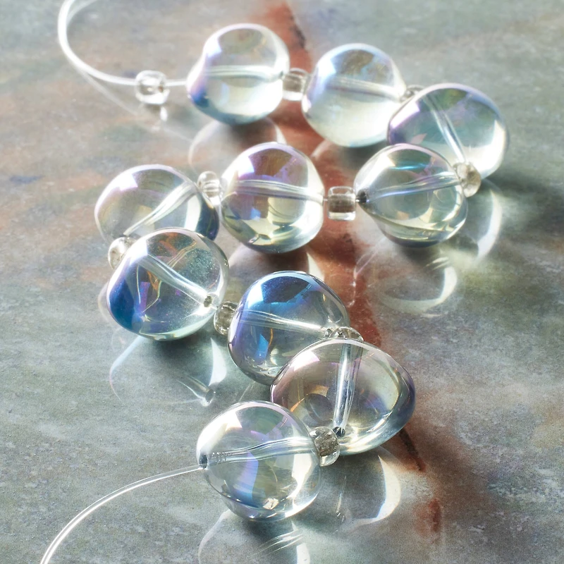 12 Pack: Aqua Luster Glass Medium Oval Beads, 16mm by Bead Landing™