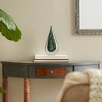 Peacock Inspired Art Glass Sculpture 4.5" x 2.5" x 10