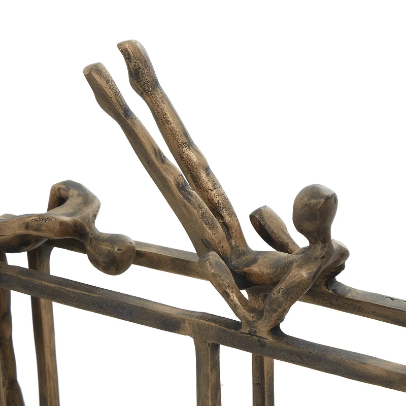 Gold Aluminum Modern Sculpture, Gymnastic 17" x 21" x 9"