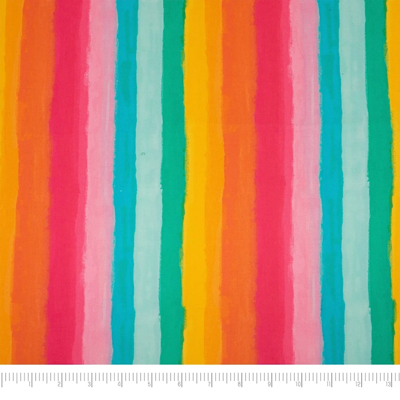SINGER Rainbow Day Stripe Print Ringspun Cotton Fabric Fat Quarter