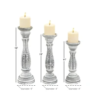 White Distressed Wood Traditional Candle Holder Set, 3ct.