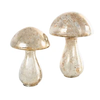 Champagne Glass Mushroom Handmade Glossy Weathered Sculpture Set