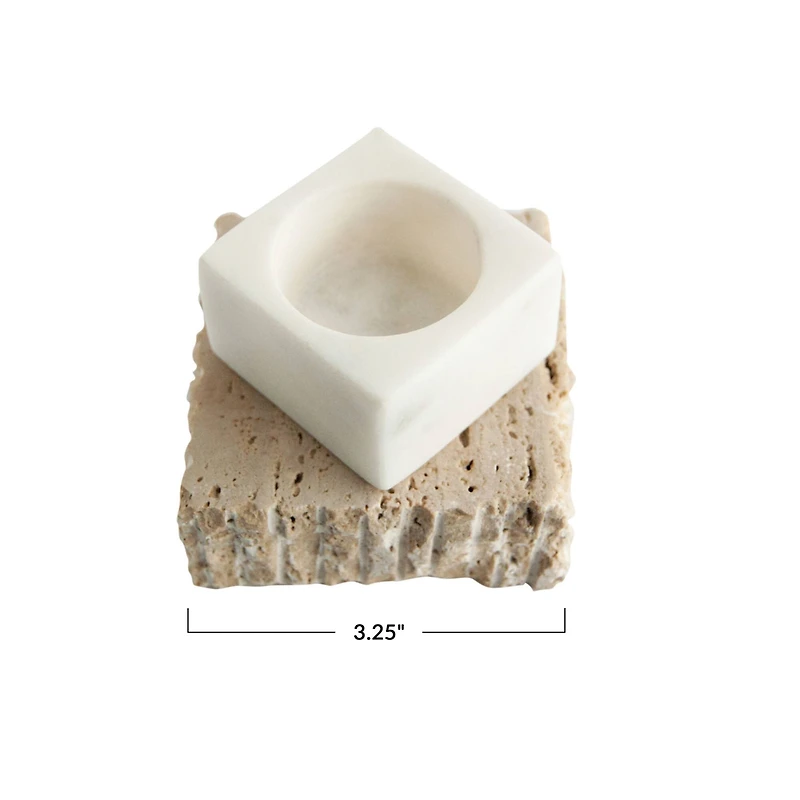 Hello Honey® 3.25" Decorative Marble & Travertine Candle Holder
