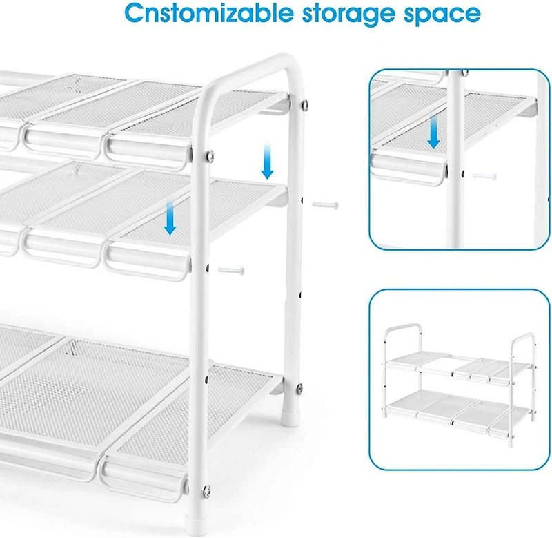 NEX™ White 2 Tier Expandable Cabinet Shelf Organizer Rack