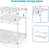 NEX™ White 2 Tier Expandable Cabinet Shelf Organizer Rack